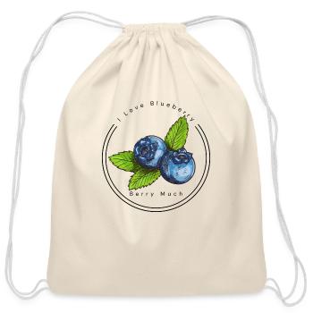 I Love Blueberry Berry Much - Cotton Drawstring Bag - natural - Front