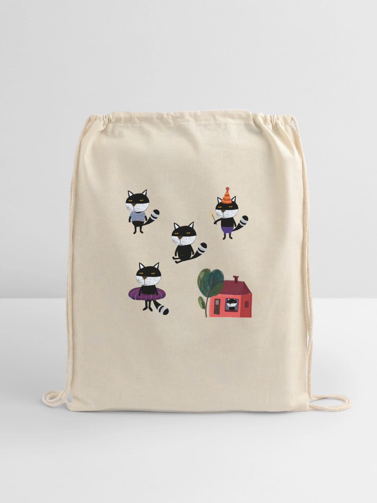Funny Cats - Cotton Drawstring Bag - natural - Front