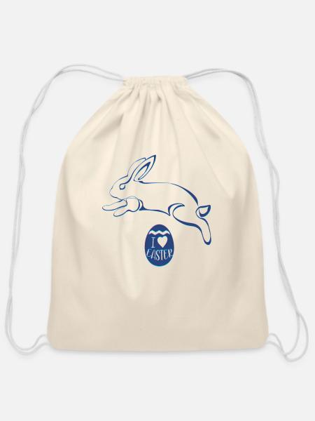 Easter Jumping Rabbit - Cotton Drawstring Bag - natural