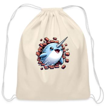 Narwhal Surprise - Cotton Drawstring Bag - natural - Front