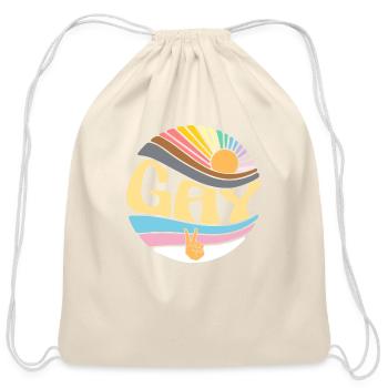 Vintage Gay Lesbian Pride Month - Groovy LGBT - Cotton Drawstring Bag - natural - Front