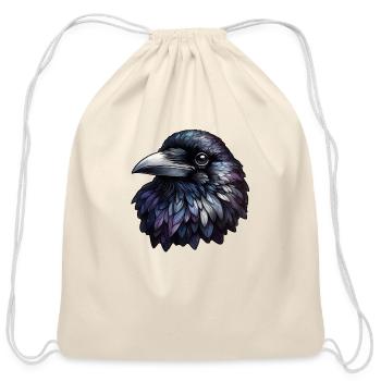 Majestic Raven Portrait - raven, bird, wildlife - Cotton Drawstring Bag - natural - Front