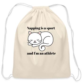 Funny Cat Tshirt - Cotton Drawstring Bag - natural - Front