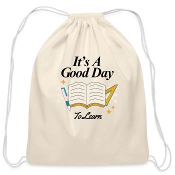 It's a Good Day to Learn – Back to School Vibes - Cotton Drawstring Bag - natural - Front