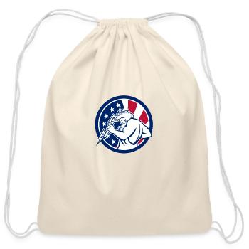 Zeus With Thunderbolt USA Flag Icon - Cotton Drawstring Bag - natural - Front