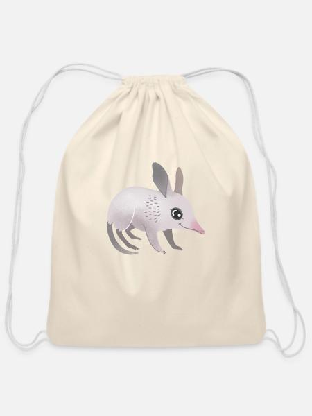Hand drawn baby Bilby - Cotton Drawstring Bag - natural