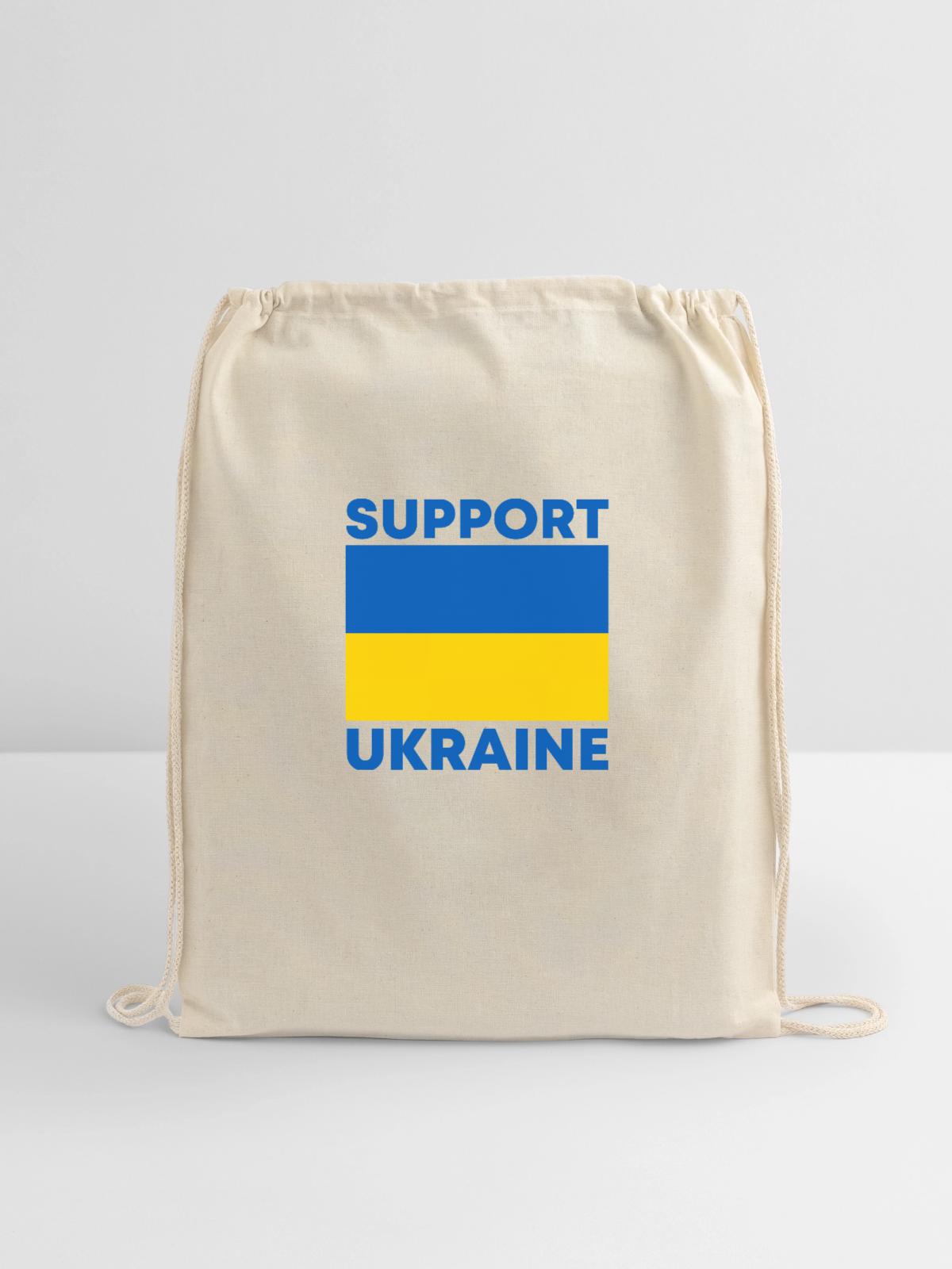 Support Ukraine - Cotton Drawstring Bag - natural - Front