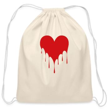 Crying Red Heart - Cotton Drawstring Bag - natural - Front