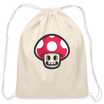 Red Mushroom - Cotton Drawstring Bag - natural - Front