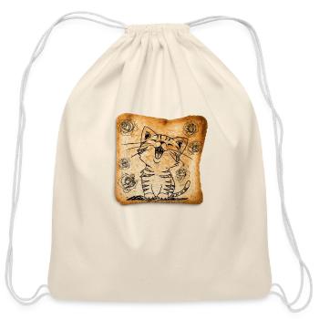 Cat Flower Toast, Funny Cat - Cotton Drawstring Bag - natural - Front