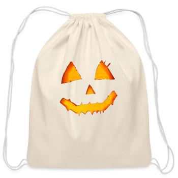 Illuminated Pumpkin Lantern - Cotton Drawstring Bag - natural - Front