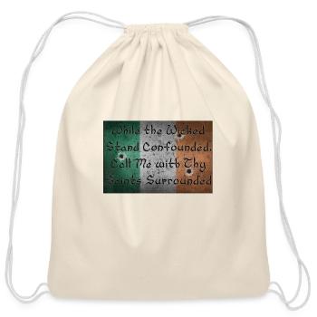 Call Me With Thy Saints Surrounded Latin Quote - Cotton Drawstring Bag - natural - Front