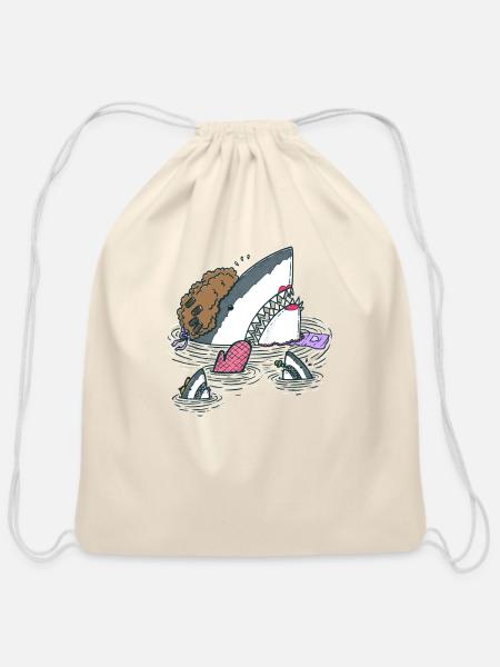 The Mom Shark - Cotton Drawstring Bag - natural
