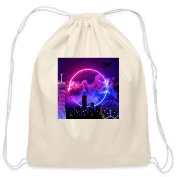neon night - Cotton Drawstring Bag - natural - Front