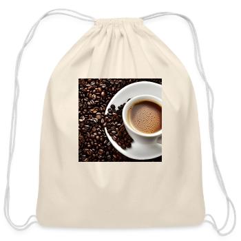 Morning coffee - Cotton Drawstring Bag - natural - Front