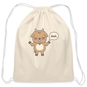 Bored Goat Goes Meh Funny Doodle - Cotton Drawstring Bag - natural - Front