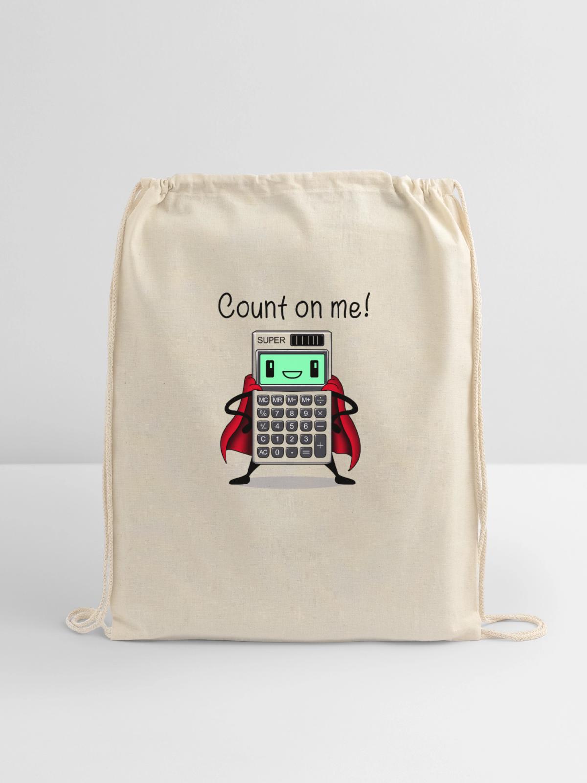 Count on Me - Cotton Drawstring Bag - natural - Front