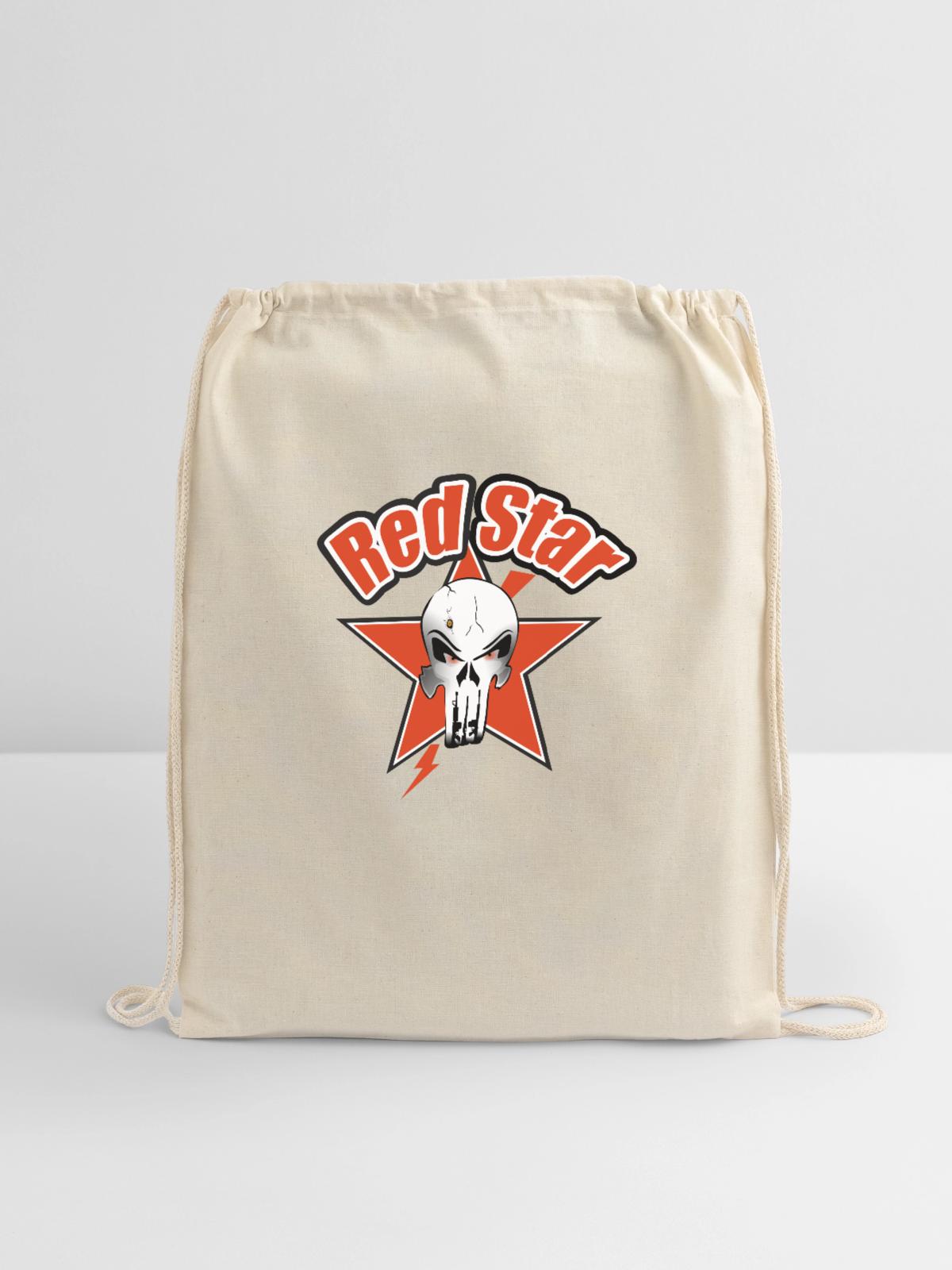 Red Star - Cotton Drawstring Bag - natural - Front