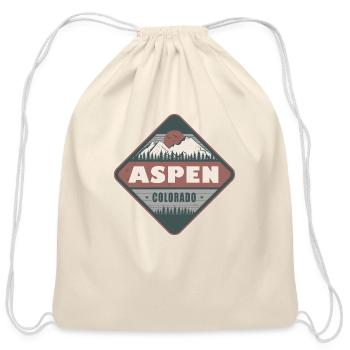 Aspen Colorado Vintage Hiking Design - Cotton Drawstring Bag - natural - Front
