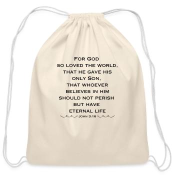 John 3:16 - Cotton Drawstring Bag - natural - Front