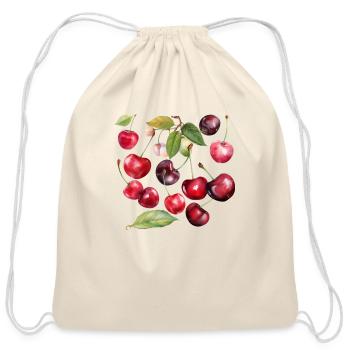 Cherry Frenzy - Cotton Drawstring Bag - natural - Front