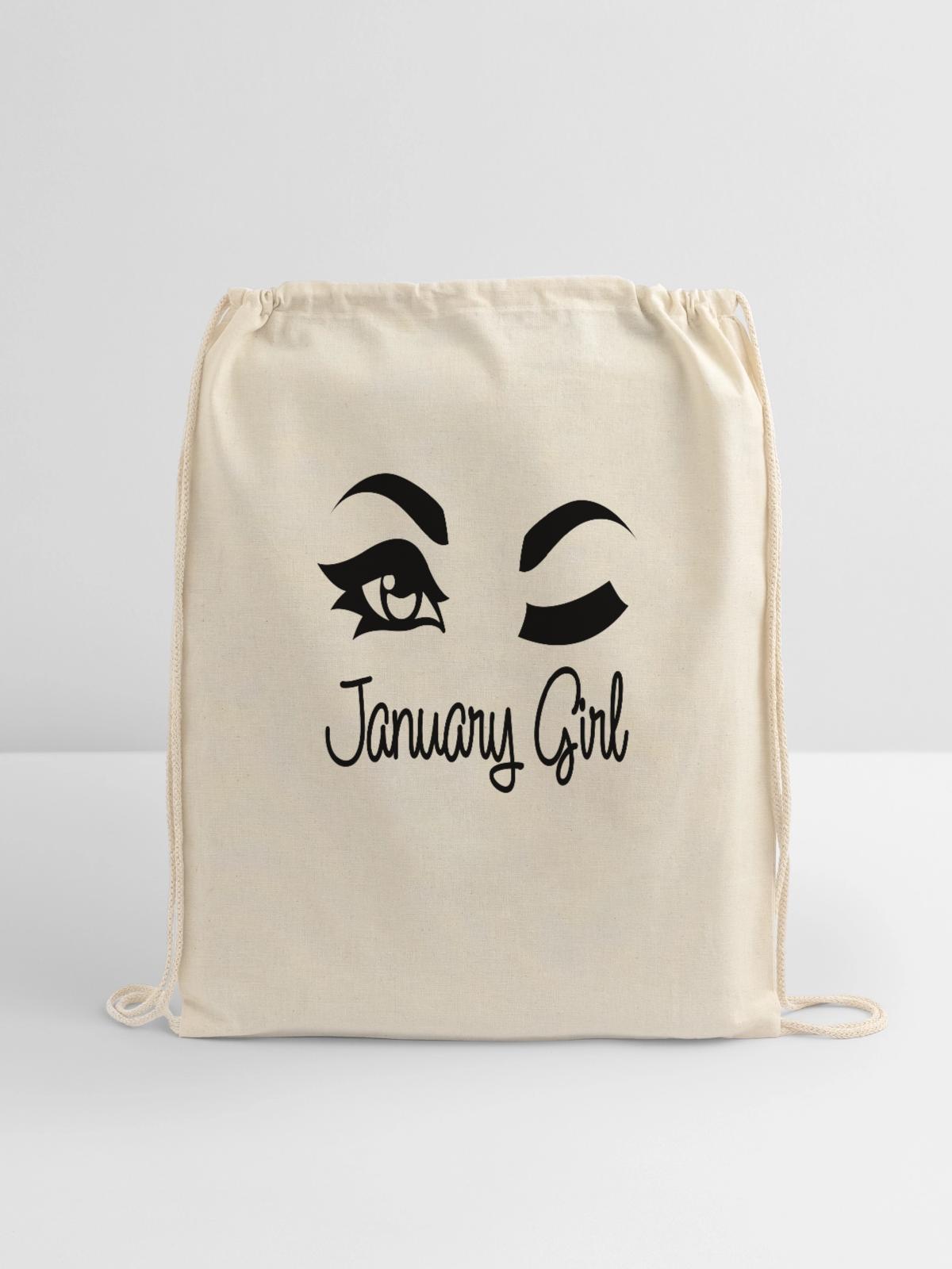 January Girl - Cotton Drawstring Bag - natural - Front