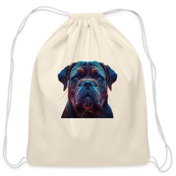 Neon Dogue de Bordeaux AI Art Tee - Cotton Drawstring Bag - natural - Front