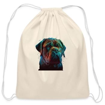 AI-Generated Dogue de Bordeaux Neon Art Tee - Cotton Drawstring Bag - natural - Front