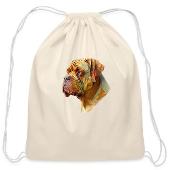 Abstract AI-Generated Dogue de Bordeaux Tee - Cotton Drawstring Bag - natural - Front