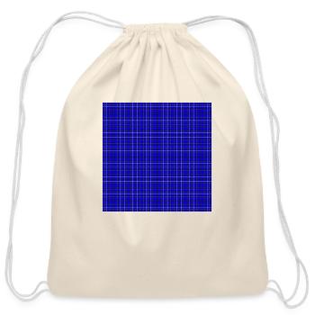 Red, White, and Blue Plaid with Stars - Cotton Drawstring Bag - natural - Front