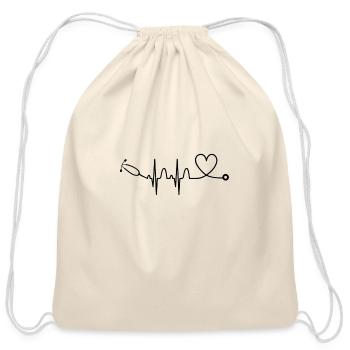 Stethoscope Heartbeat Stethoscope Gift for Doctor - Cotton Drawstring Bag - natural - Front