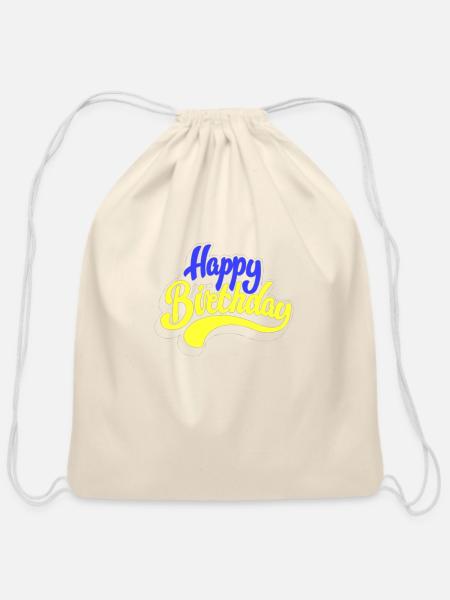 Happy Birthday 1 - Cotton Drawstring Bag - natural
