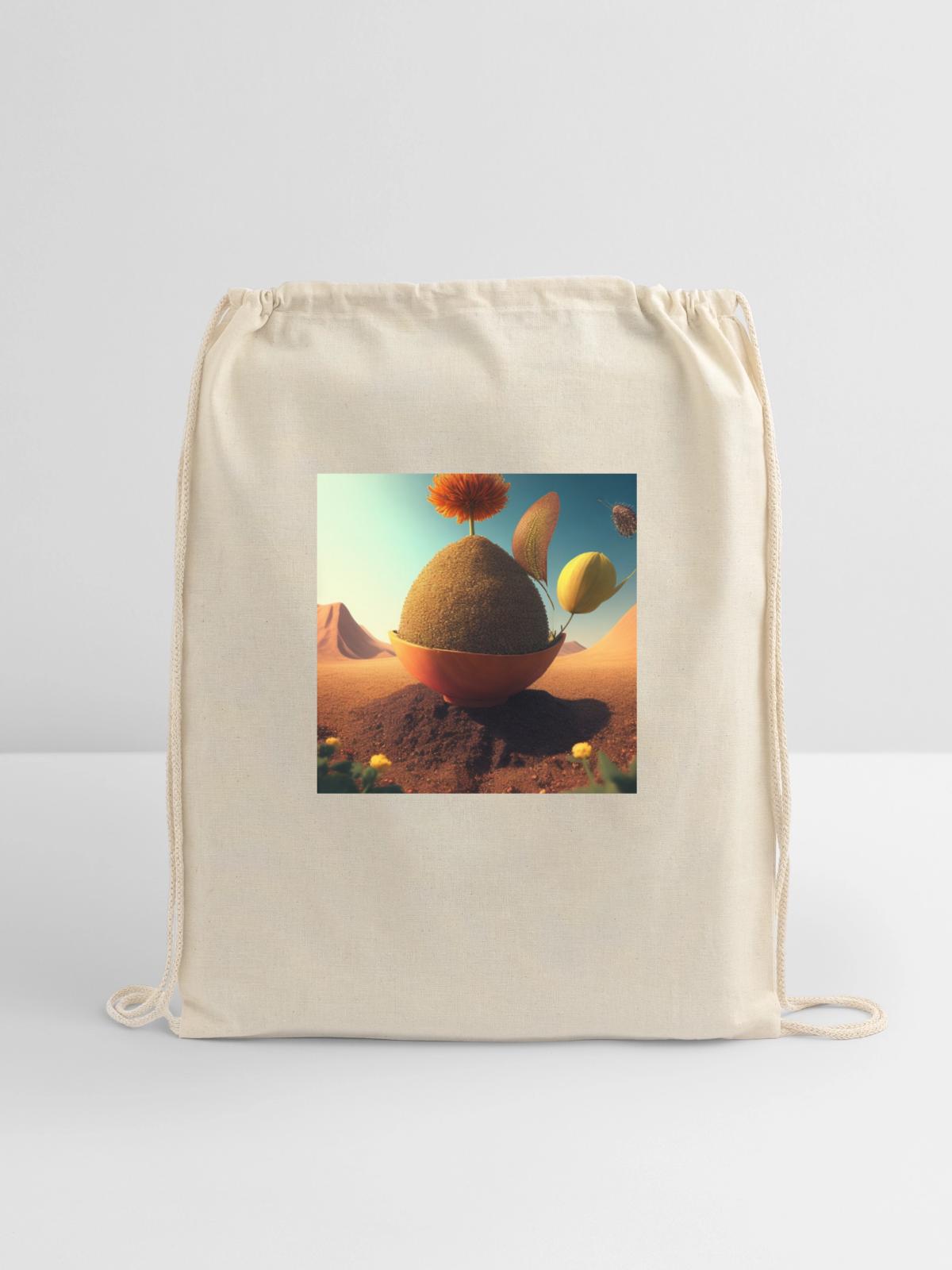 the curious seed - Cotton Drawstring Bag - natural - Front