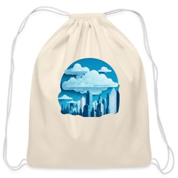 A cityscape made of clouds. - Cotton Drawstring Bag - natural - Front