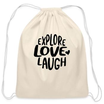 Explore Love Laugh green - Cotton Drawstring Bag - natural - Front
