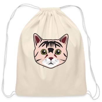 Cat face t shirt design - Cotton Drawstring Bag - natural - Front