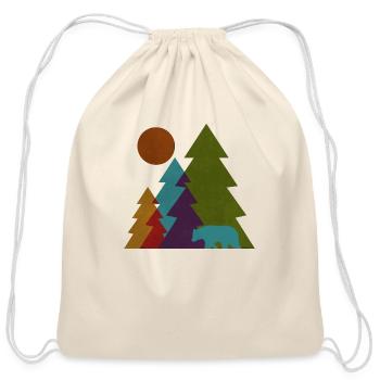Pine Trees - Cotton Drawstring Bag - natural - Front