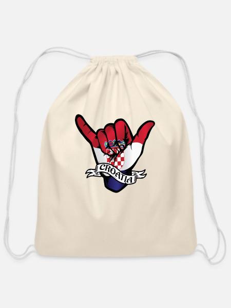 Croatia Shaka - Cotton Drawstring Bag - natural