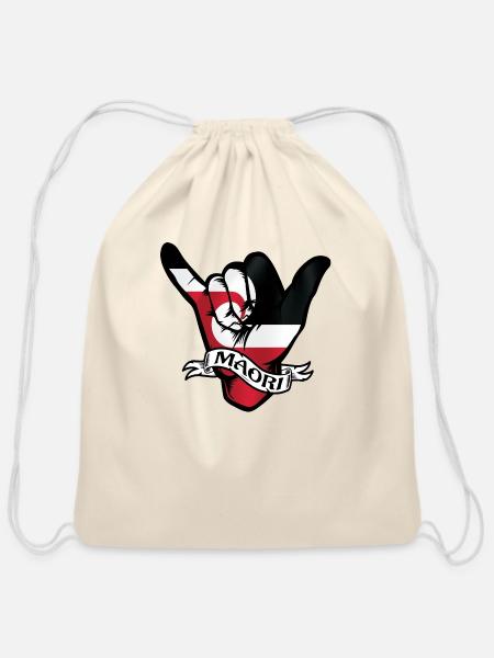 Maori Shaka - Cotton Drawstring Bag - natural