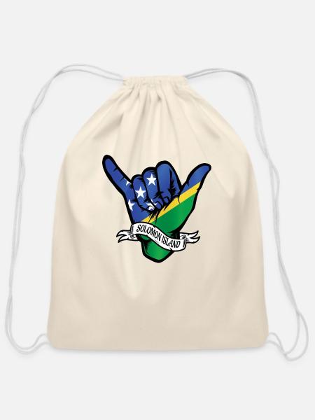 Solomon Island Shaka - Cotton Drawstring Bag - natural