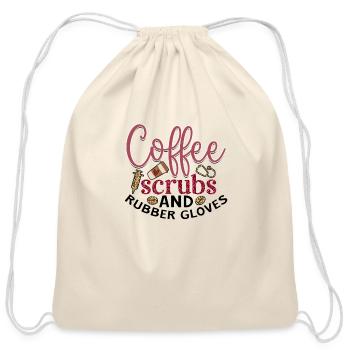 Coffee scrubs and rubber gloves Appareal - Cotton Drawstring Bag - natural - Front