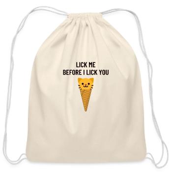 The Icecream Cat - Cotton Drawstring Bag - natural - Front