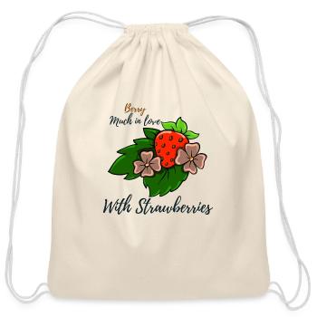 Berry Much In Love With Strawberries - Cotton Drawstring Bag - natural - Front