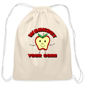 Workout Your Apple Core - Cotton Drawstring Bag - natural - Front