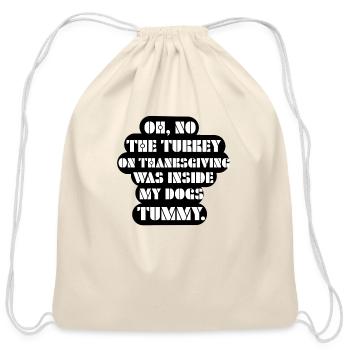 Dog tummy with turkey Thanksgiving - Cotton Drawstring Bag - natural - Front