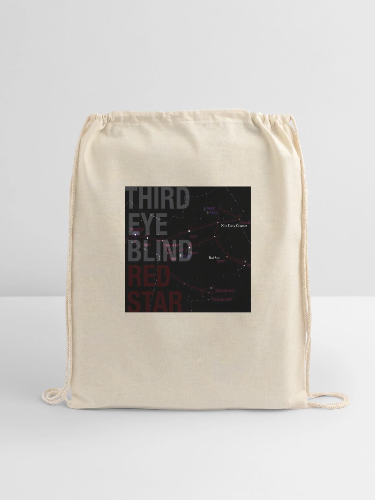 Red Star - Cotton Drawstring Bag - natural - Front