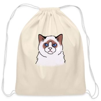 Rag doll Cat face unhappy - Cotton Drawstring Bag - natural - Front