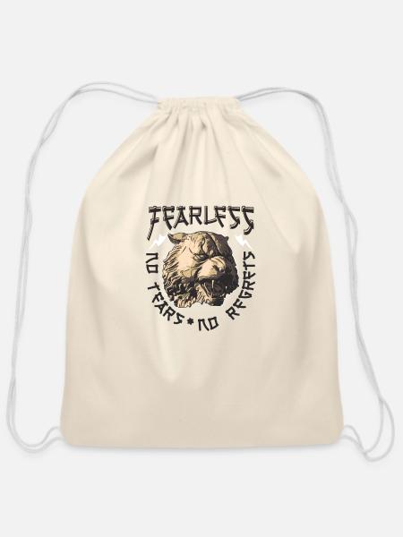 Fearless Tears No Regrfts - Cotton Drawstring Bag - natural
