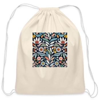 Beautiful semi-mirrored pattern with petals - Cotton Drawstring Bag - natural - Front