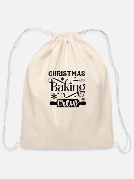 christmas baking crew 01 2 - Cotton Drawstring Bag - natural